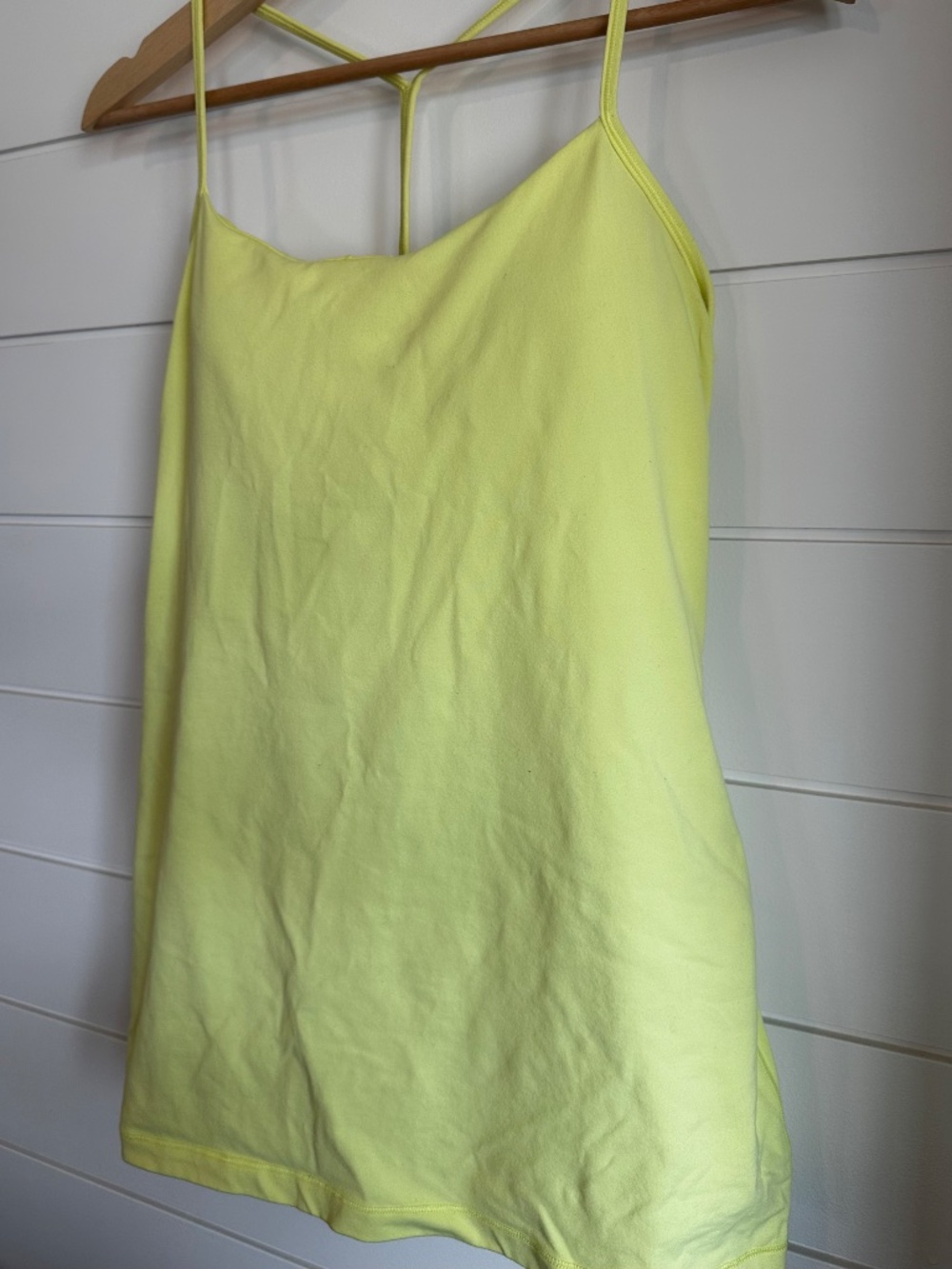 Lululemon Power Y Tank Size 10 Bright Yellow Green Built-In Bra Yoga Racerback - Picture 3 of 7